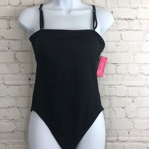 One Piece Black Ribbed Xhilaration Bathing Suit